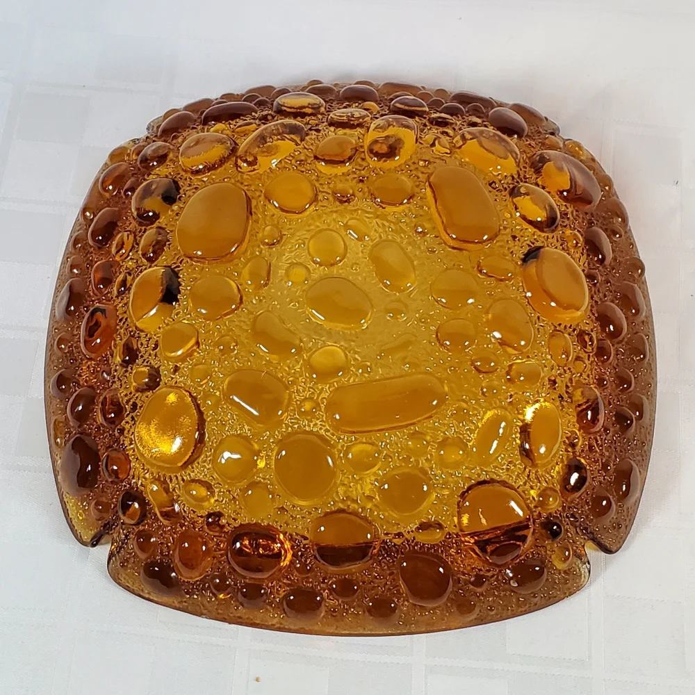 70's 80's Amber Glass Bubble Ashtray MCM - Picture 3 of 5